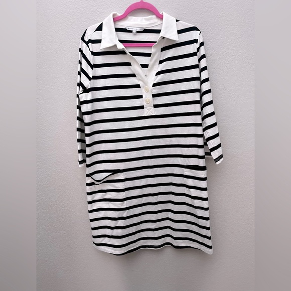 The Nines By HATCH Mini Dress L Striped Polo Collared Maternity Preppy Nautical - Picture 2 of 5